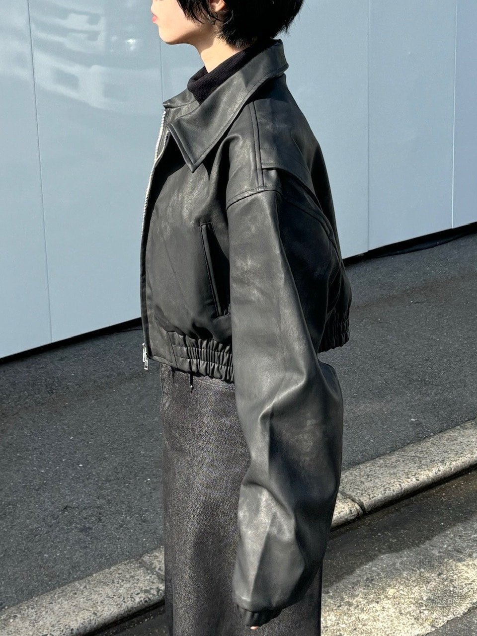 受注制【oaks】fake leather jacket (2color) / 【オークス】フェイクレザージャケット