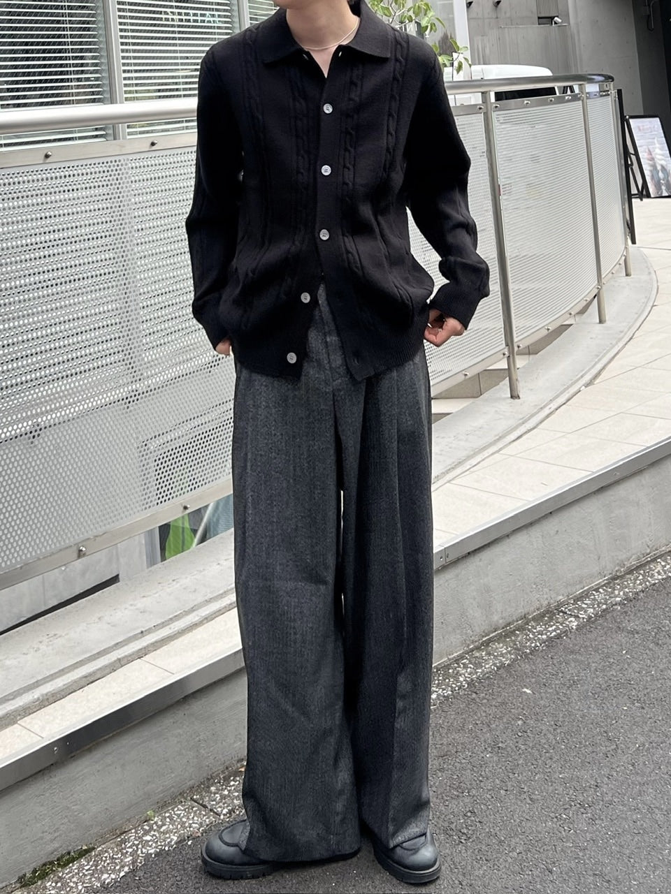 受注制【Chikashitsu +】cable lib knit cardigan (3color)