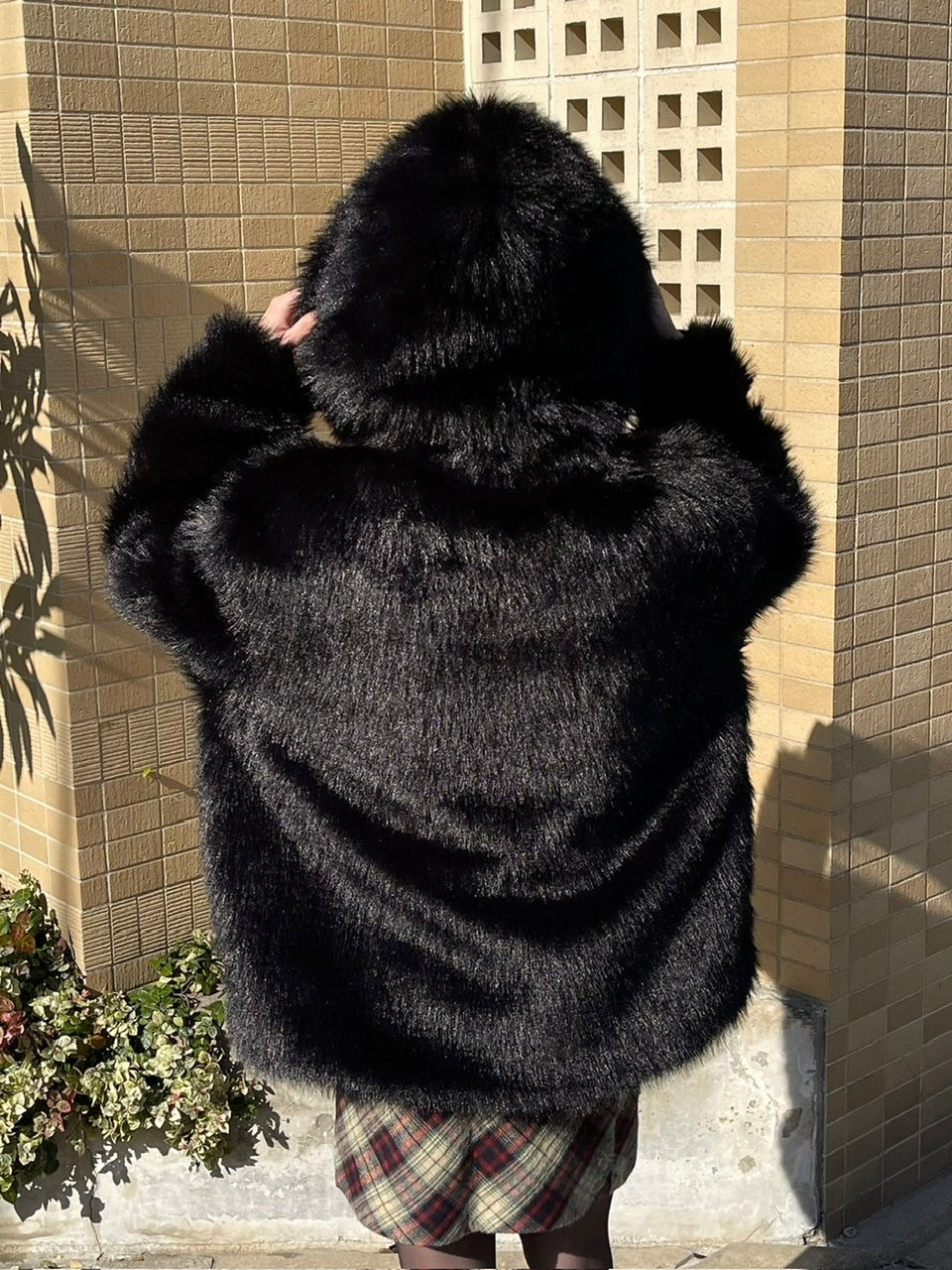 受注制【Chikashitsu +】hooded cropped fur blouson (2color