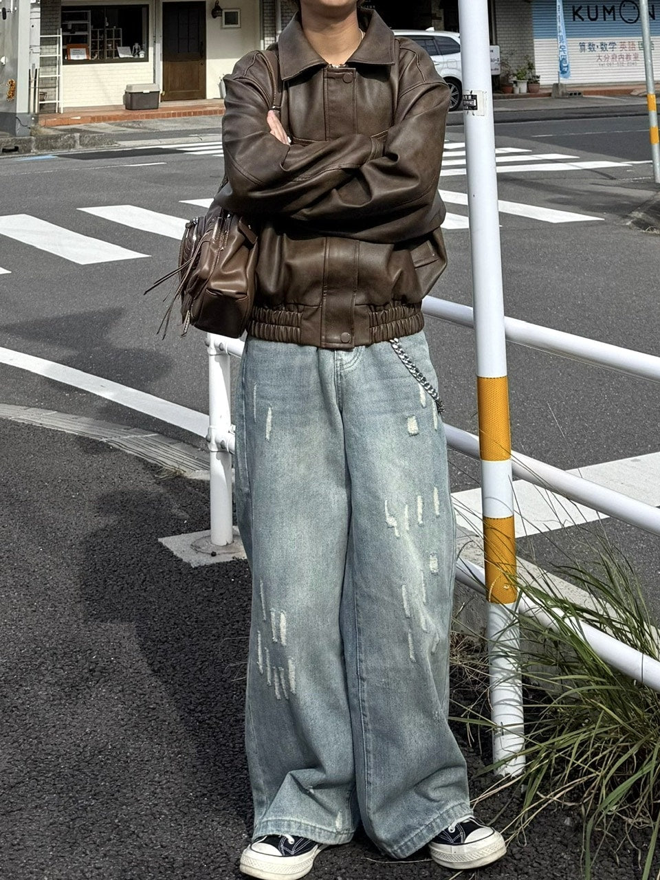 国際配送【RENOL】damage denim wide pants