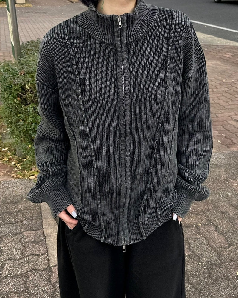 受注制【youll】wash double zip knit (2color)