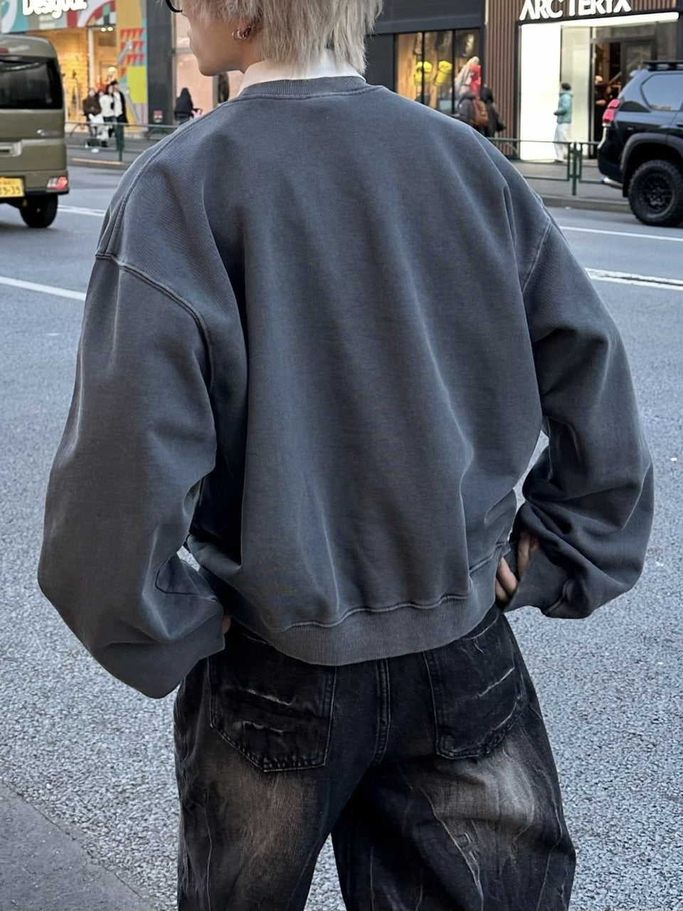 受注制【Chikashitsu +】cropped washing sweat (4color) / 【チカシツプラス】ウォッシングクロップ長袖スウェットシャツ