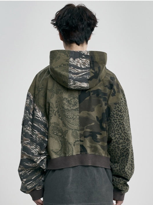 【AJOBYAJO】Camouflage Zip-Up Hooded Jacket