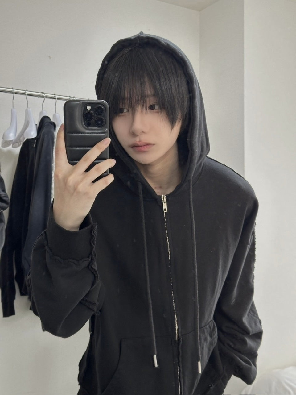 受注制【LUV CODE】pigment cropped zip up hoodie (2color)