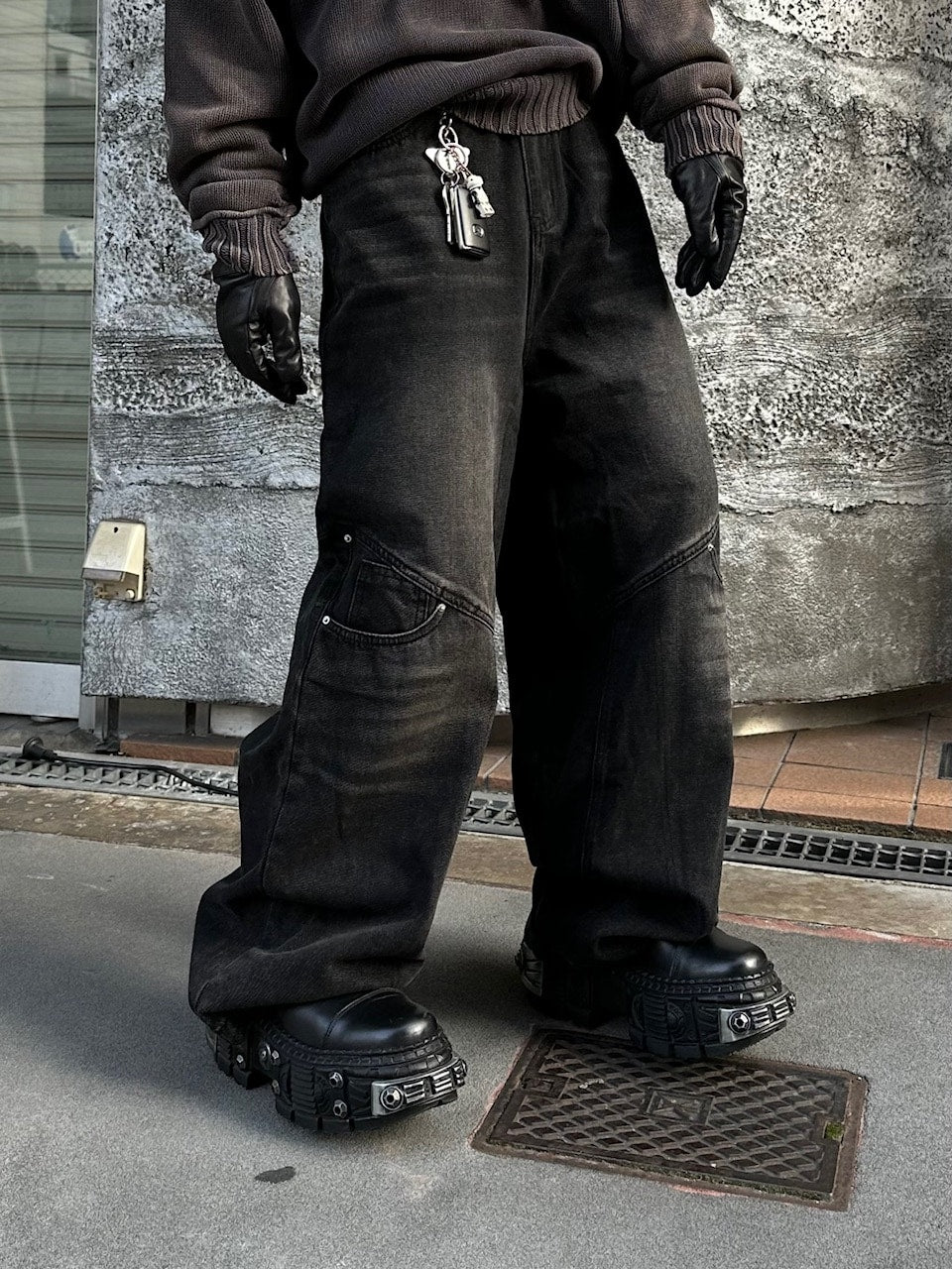 大阪店WEB限定【Chikashitsu +】double pocket wide denim pants (2color)