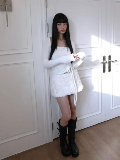 【Uglyshadow】ANGORA HOODIE TANK TOP / 【アグリーシャドウ】アンゴラフードタンクトップ長袖カーディガン