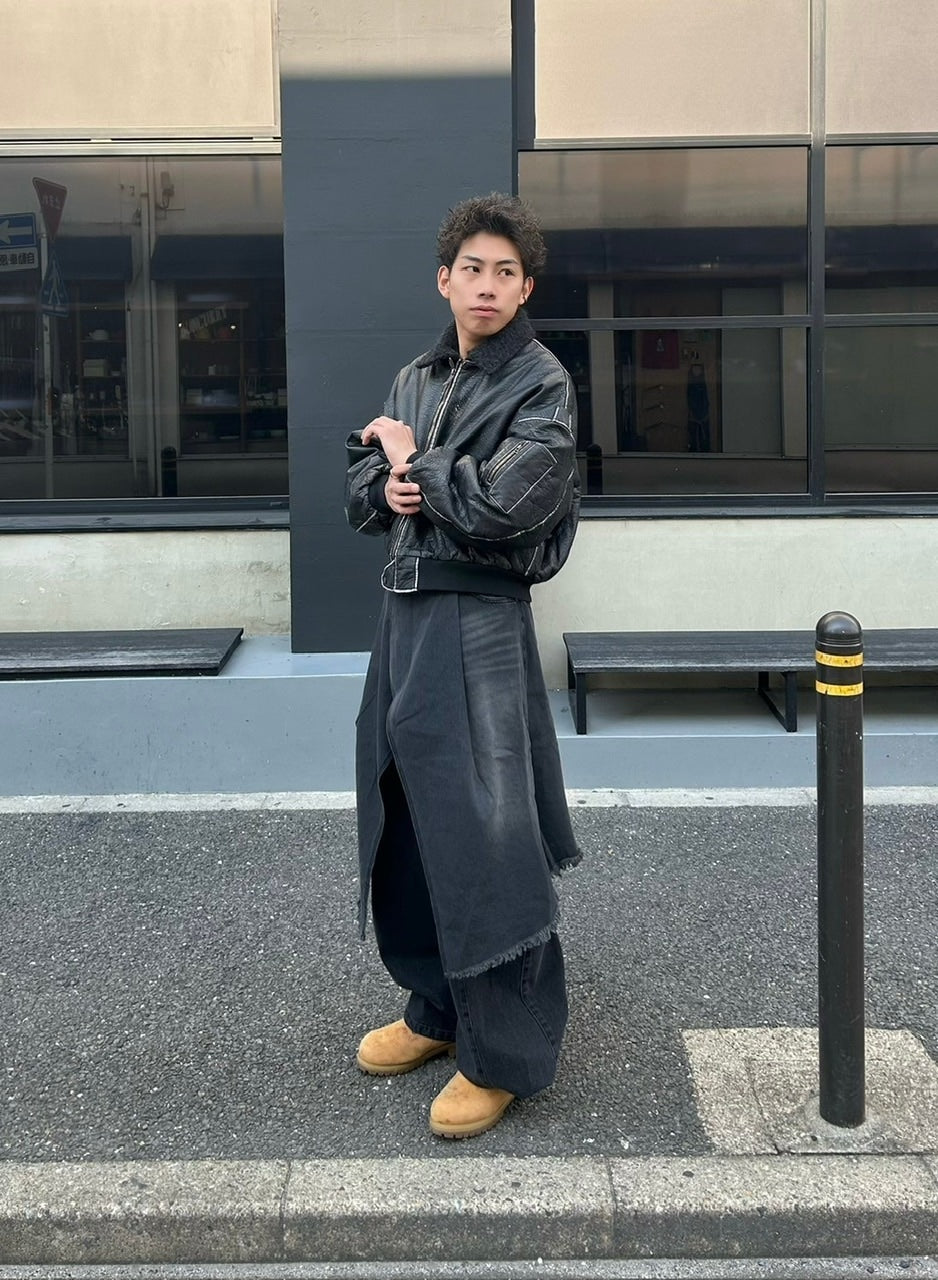 Chikashitsu +】cropped shearing leather bomber jacket – PRESSING