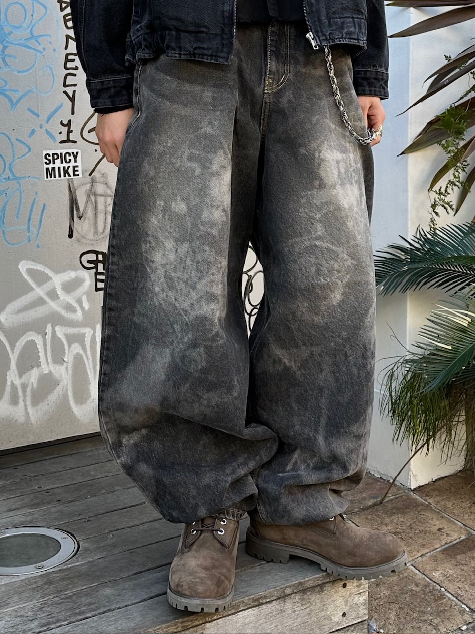 大阪店WEB限定受注制【Chikashitsu +】dirty wash balloon denim pants