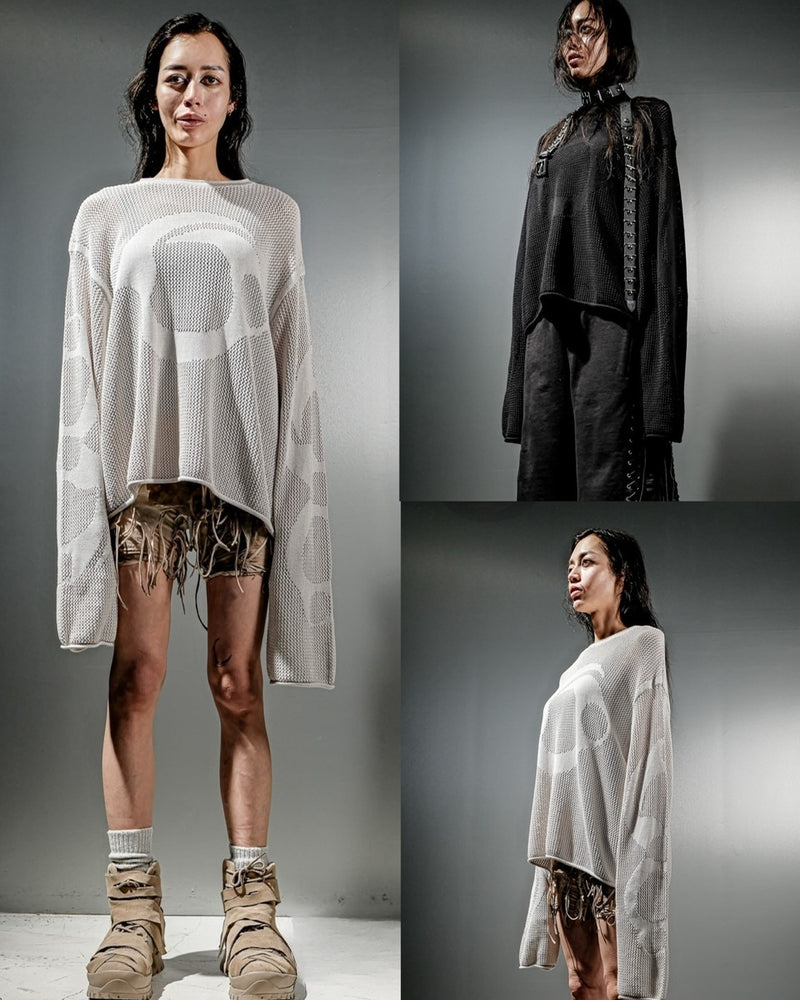 【DIG YOUR OWN GRAVE】MESH DIG LOGO KNIT / 【ディグユアオウングレイブ】メッシュロゴ長袖ニット
