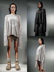 【DIG YOUR OWN GRAVE】MESH DIG LOGO KNIT / 【ディグユアオウングレイブ】メッシュロゴ長袖ニット