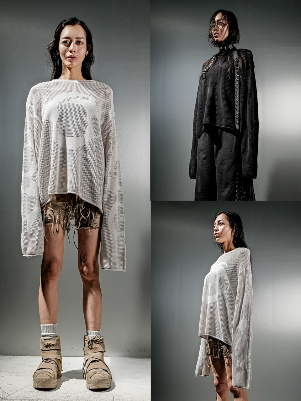 【DIG YOUR OWN GRAVE】MESH DIG LOGO KNIT / 【ディグユアオウングレイブ】メッシュロゴ長袖ニット