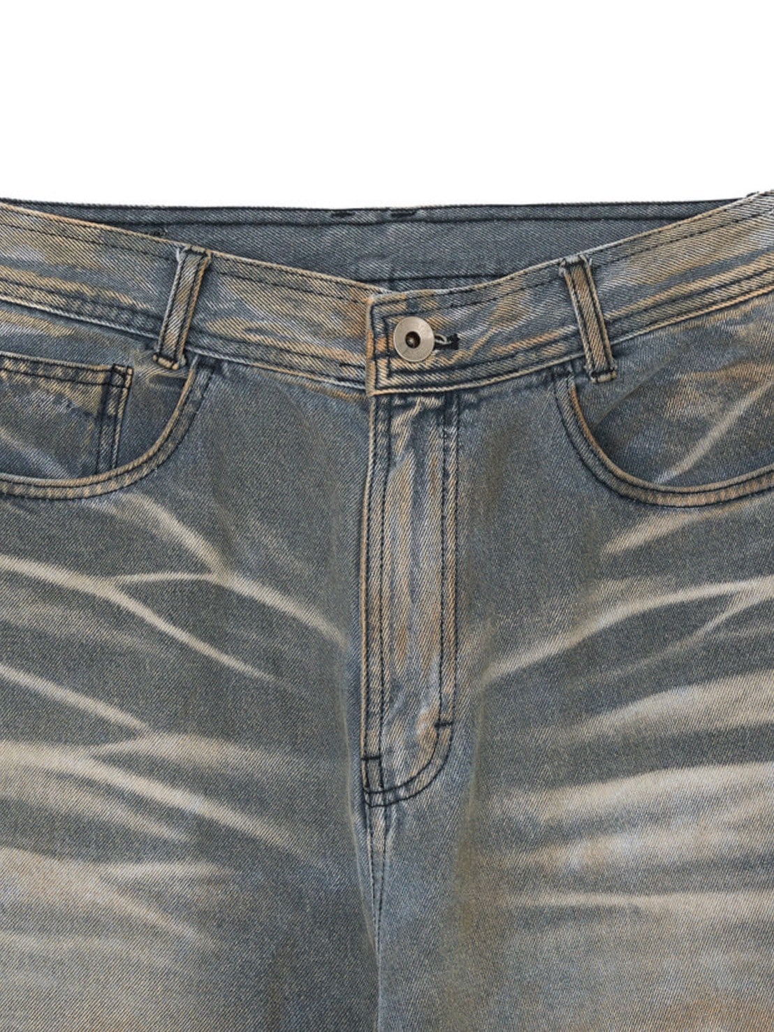 【BLR BLUER】EMBOSSED WAVE WASHING WIDE DENIM PANTS