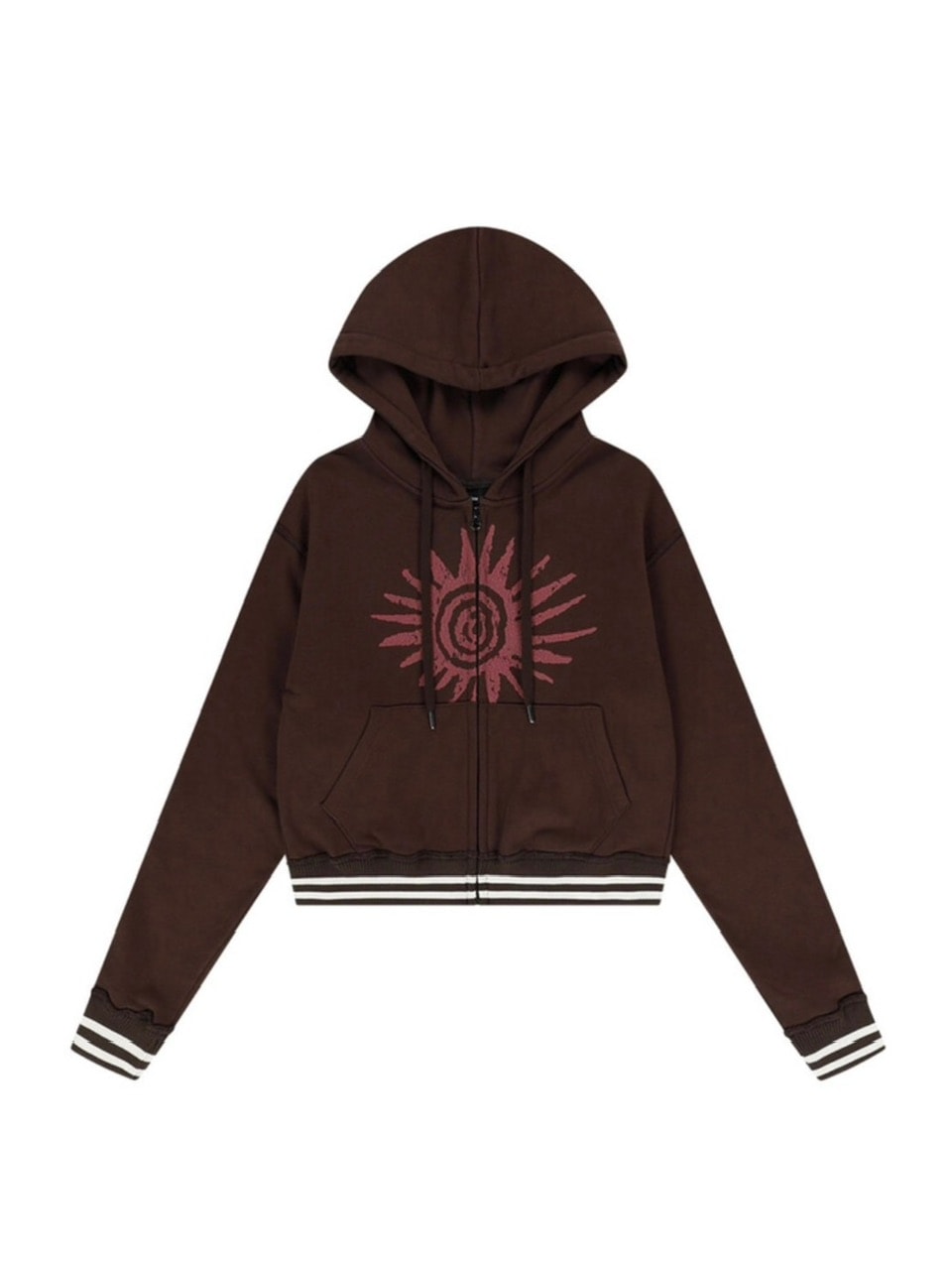 【AAKAM】Cracked Sun Zip-Up Hoodie