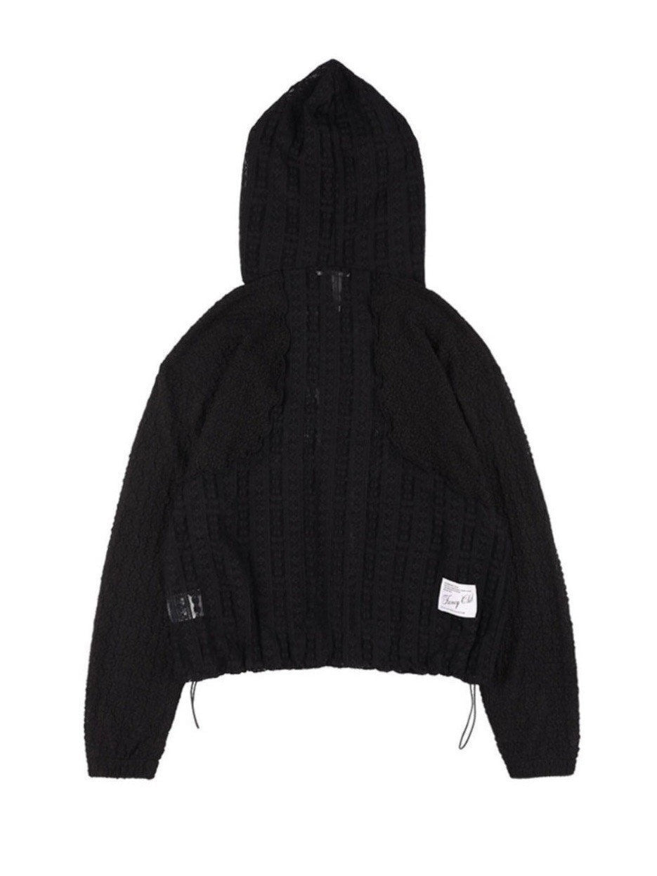 【FANCY CLUB】PLUMPY LACE LINE HOOD ZIP-UP / 【ファンシークラブ】レースメッシュジップアップパーカー