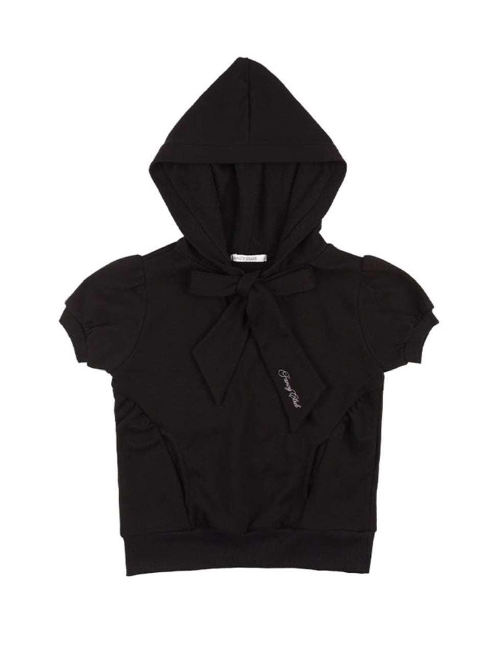 【FANCY CLUB】PUFF ROUND SCARF HOODIE / 【ファンシークラブ】パフスリーブラウンドネックスカーフショートパーカー