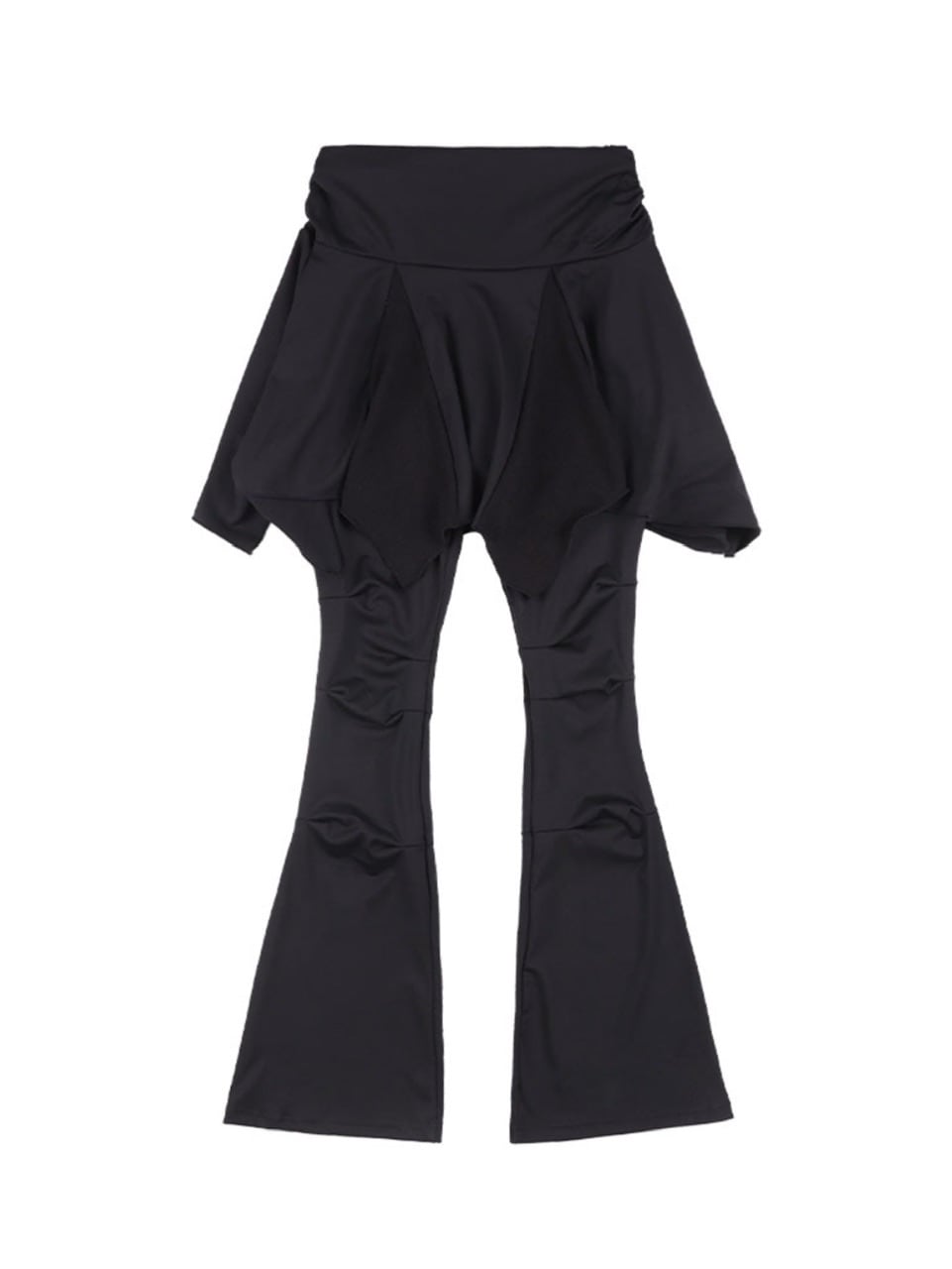 【FANCY CLUB】UNBALANCE SKIRT LAYERED PINTUCK PANTS
