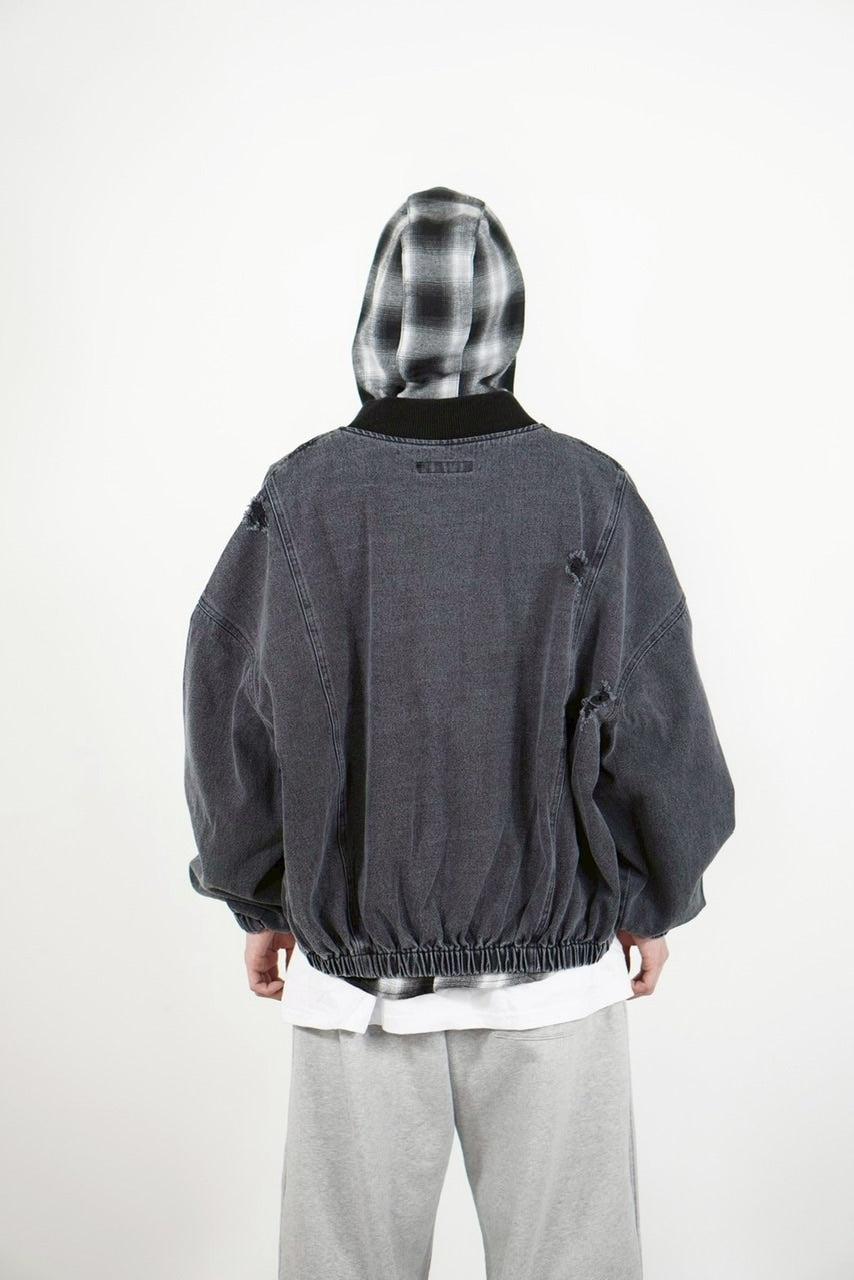 【Chikashitsu +】denim flight bomber jacket (2color)