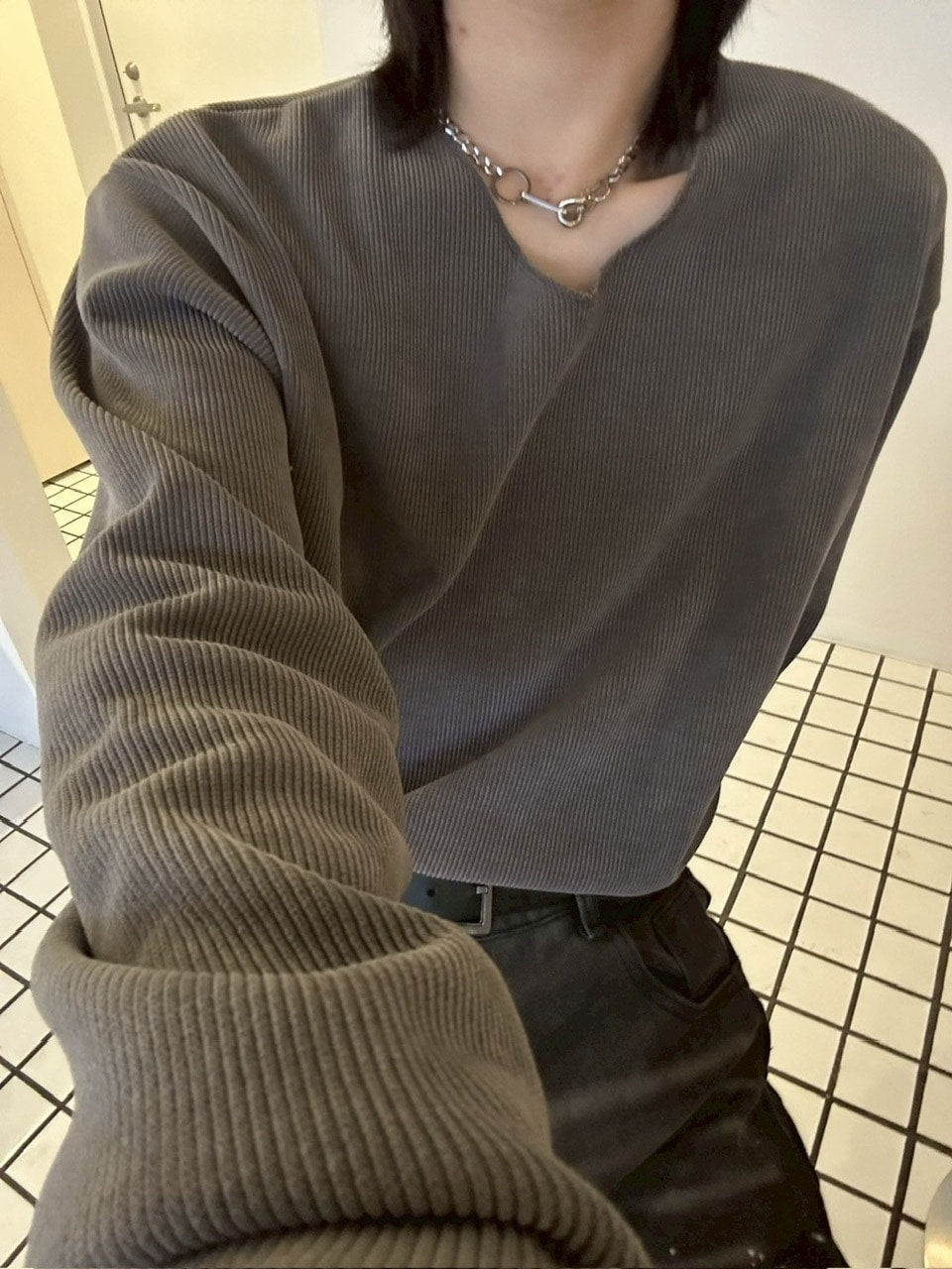 【LUV CODE】v neck rib knit (3color)