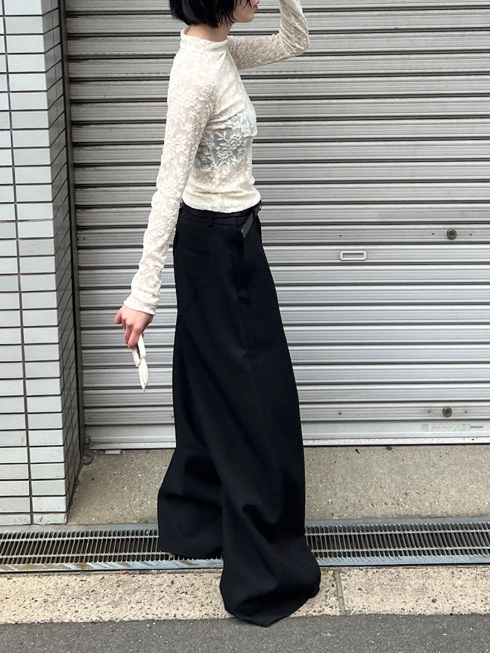 受注制【Chikashitsu +】side design wide slacks (2color)