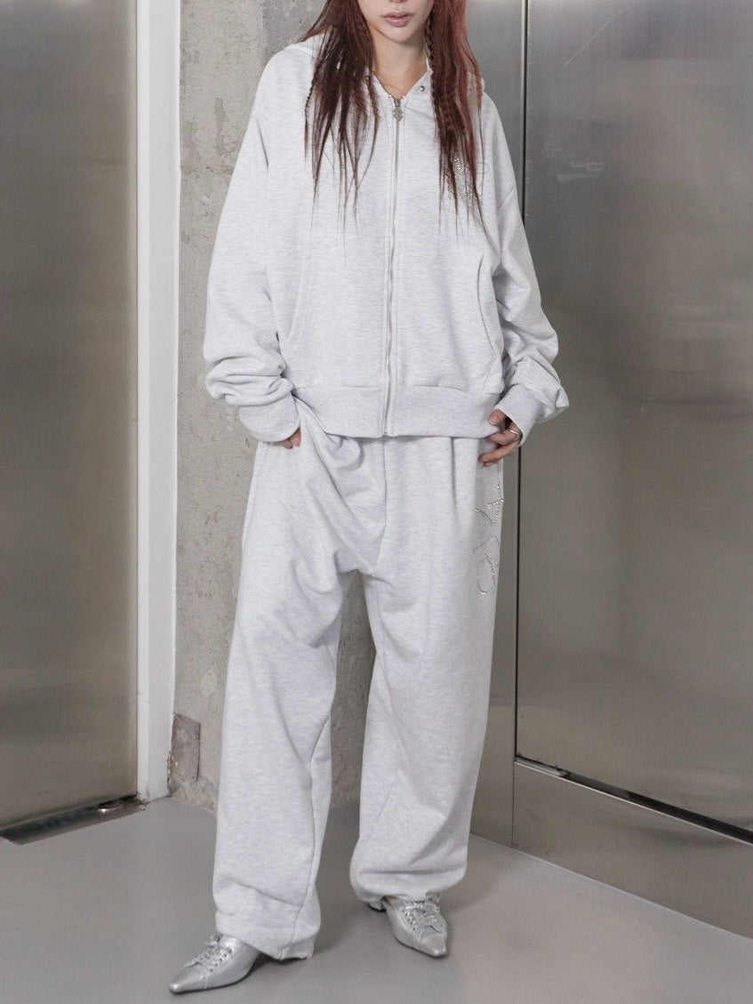 【HOLY NUMBER 7】HIPHOP OVER BALLOON FIT CUBIC LETTERING TRAINING PANTS