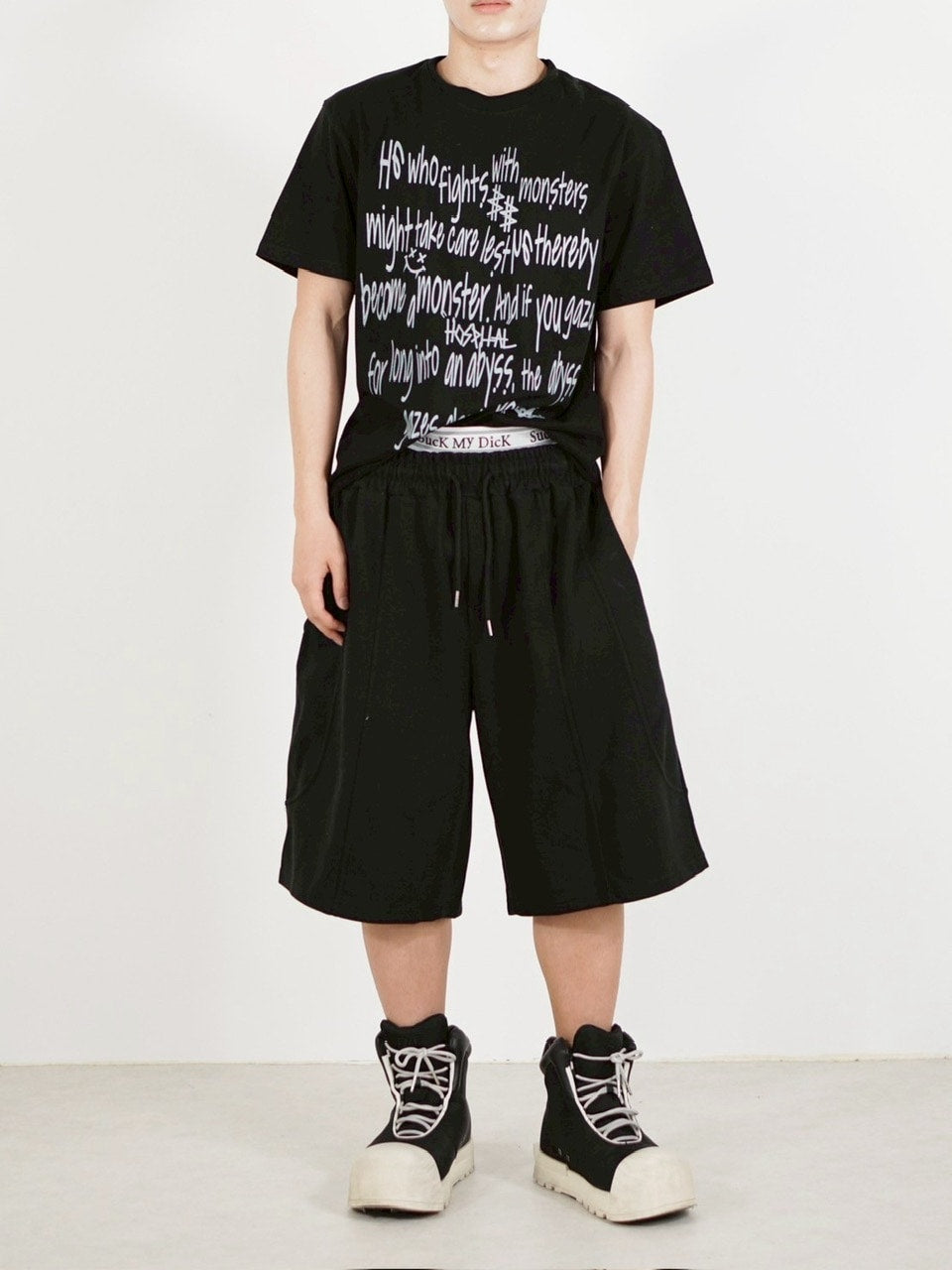 【Chikashitsu +】stitch bermuda sweat pants (2color) / 【チカシツプラス】スティッチバミューダハーフスウェットパンツ