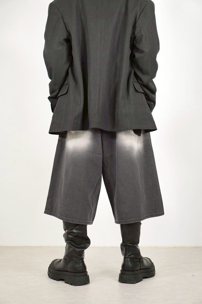 受注制【Chikashitsu +】8-length bermuda denim pants (2color) / 【チカシツプラス】8分丈バミューダハーフデニムパンツ