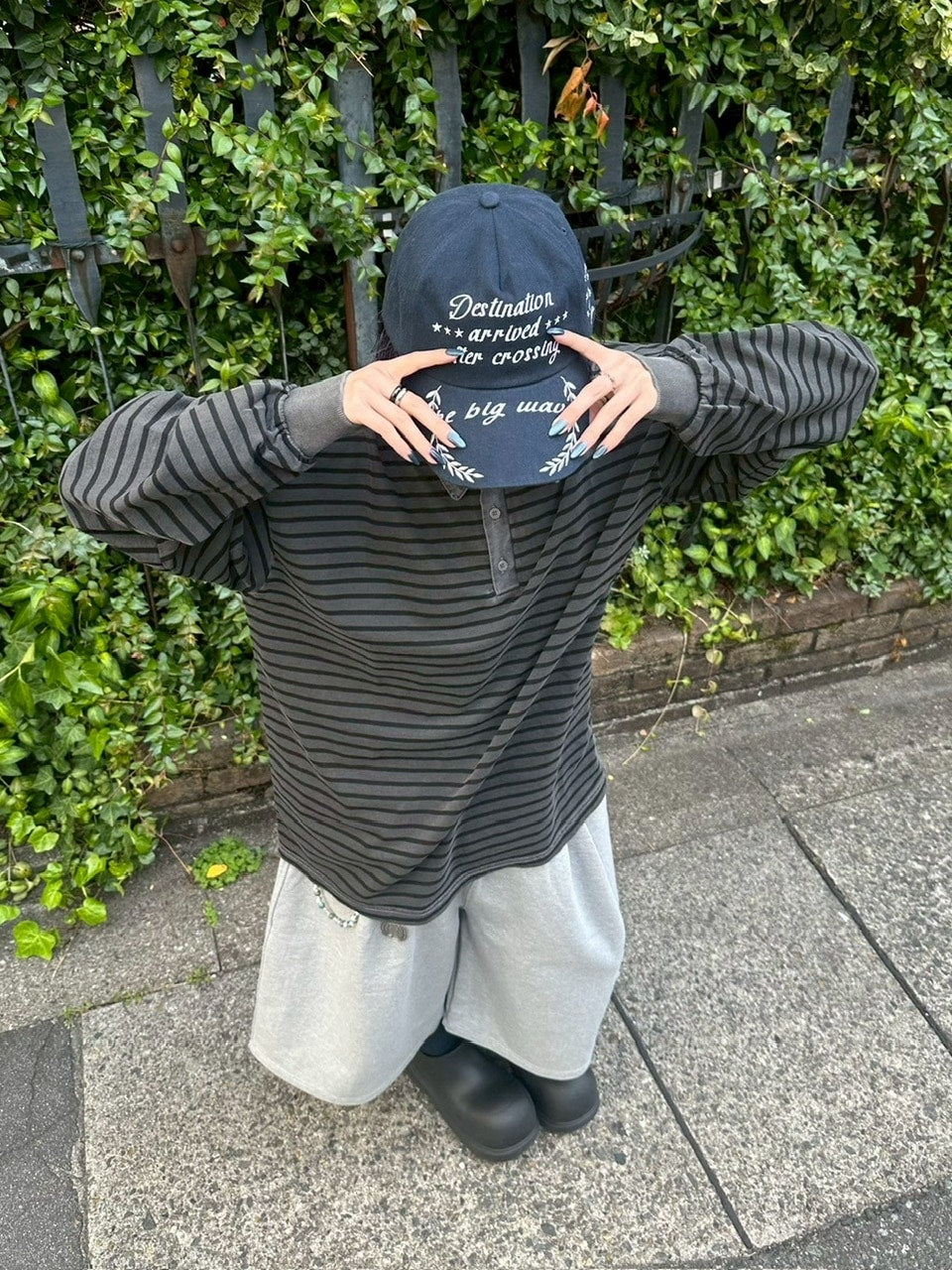 受注制【youll】pigment border polo long tee (2color)