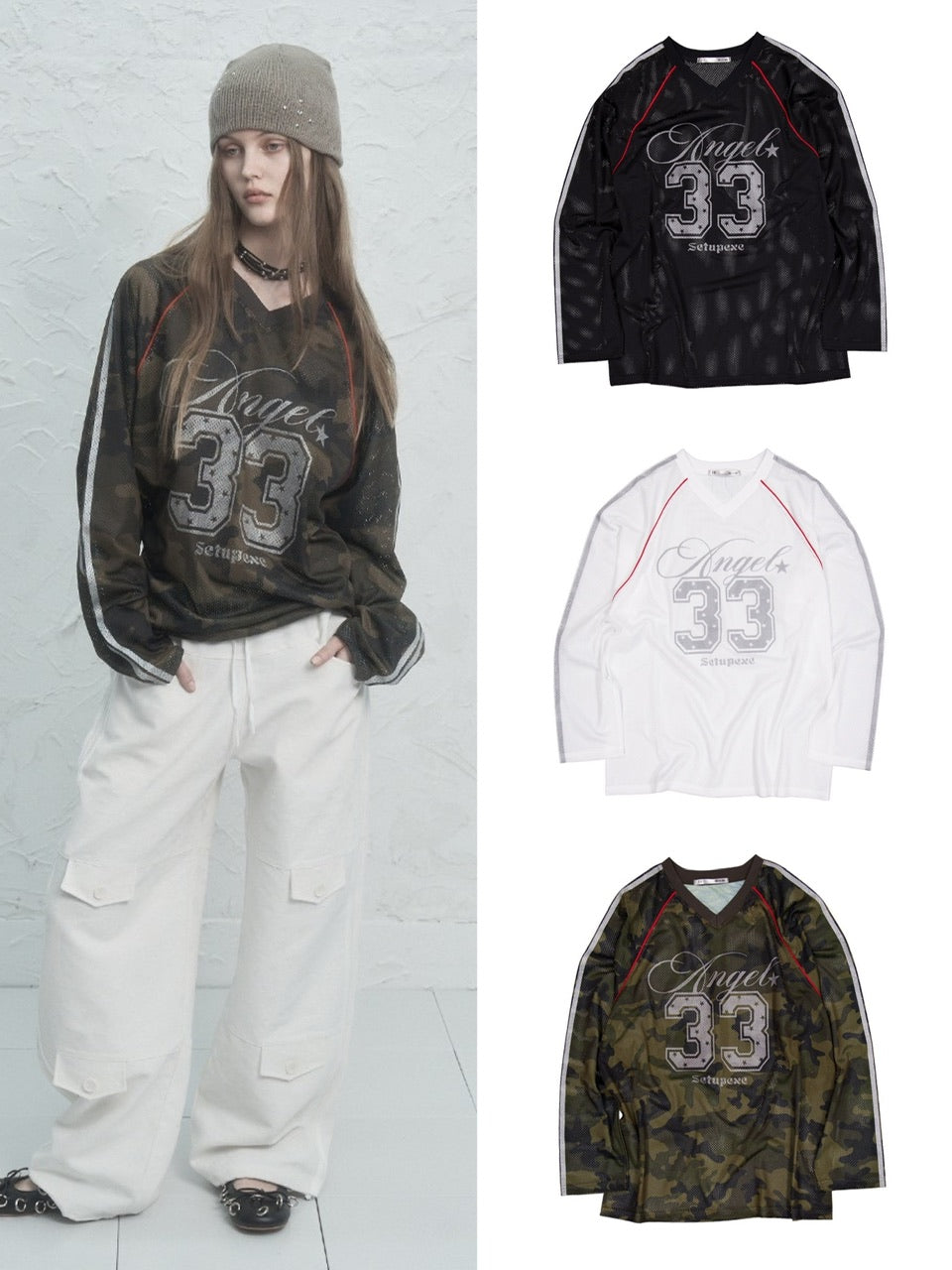 【SETUP‐EXE】V-NECK MESH SPORTS T