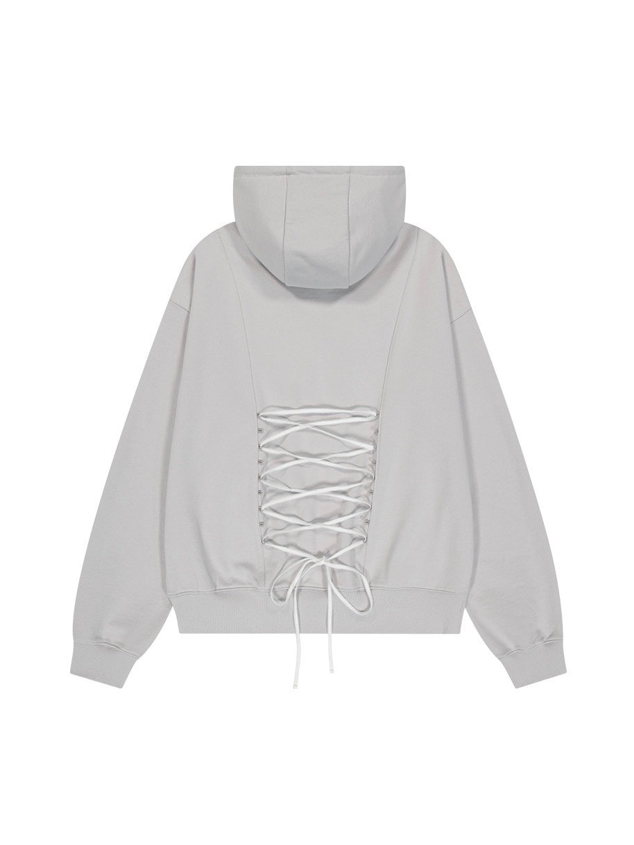 【TUOMIO】LACE UP HOOD ZIP-UP