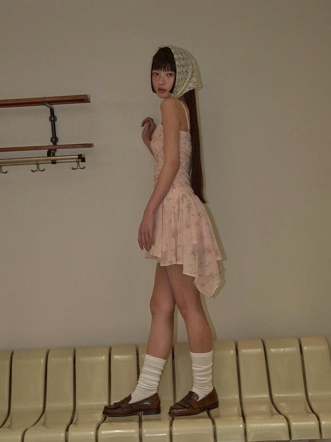 【ODDONEOUT】FLOWER SHIRRING ONE PIECE / 【オッドワンアウト】フラワーシャーリングキャミソールワンピース