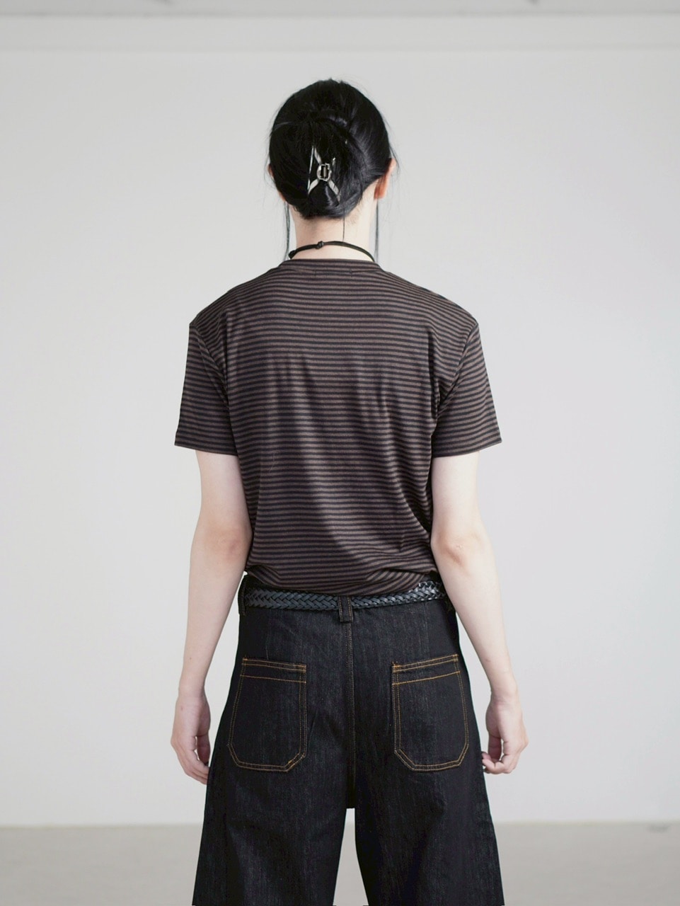 華　ミニチュアリメイクオーダー　3点　デザインスモック、シャツ、半ズボン 受注制【Chikashitsu +】tight fit border t-shirt (3color