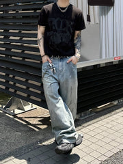 【Chikashitsu +】dirty wash semi wide denim (2color) / 【チカシツプラス】ダーティーウォッシングセミワイドデニムパンツ