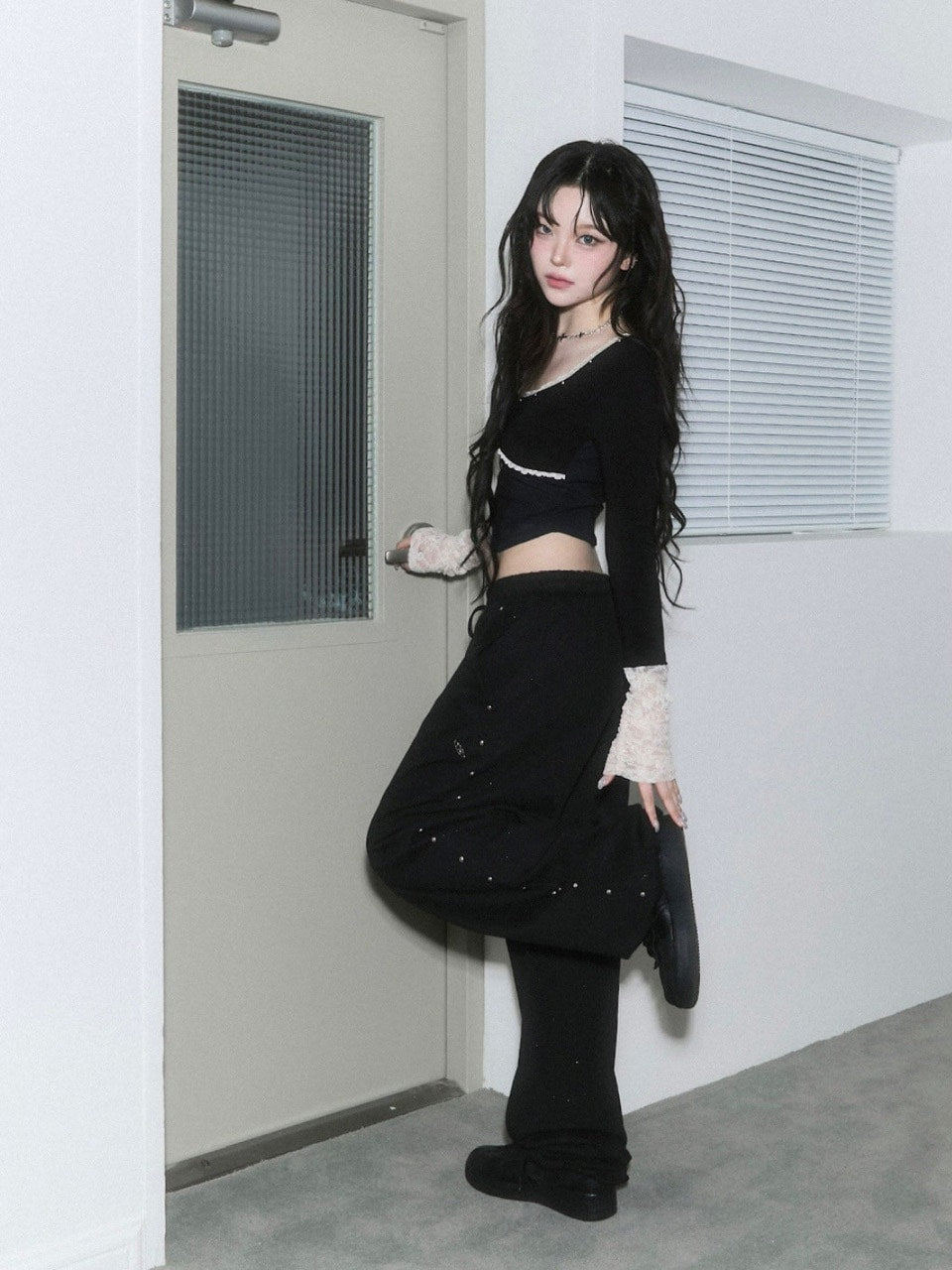 【CHERRYQUIRI】corset stud long sleeve