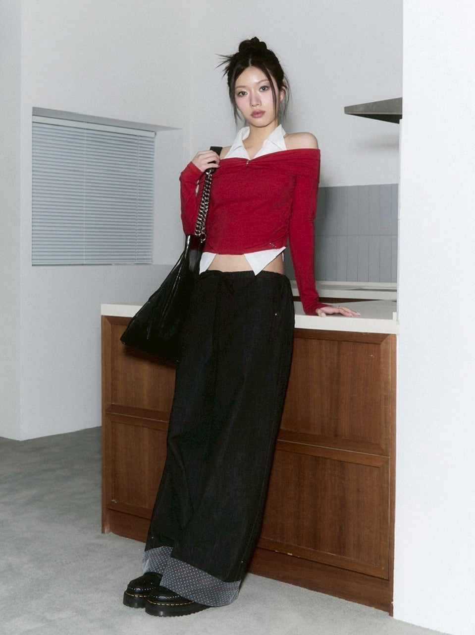 【CHERRYQUIRI】lace layered roll up denim / 【チェリーキュリー】レースレイヤードロールアップデニムパンツ