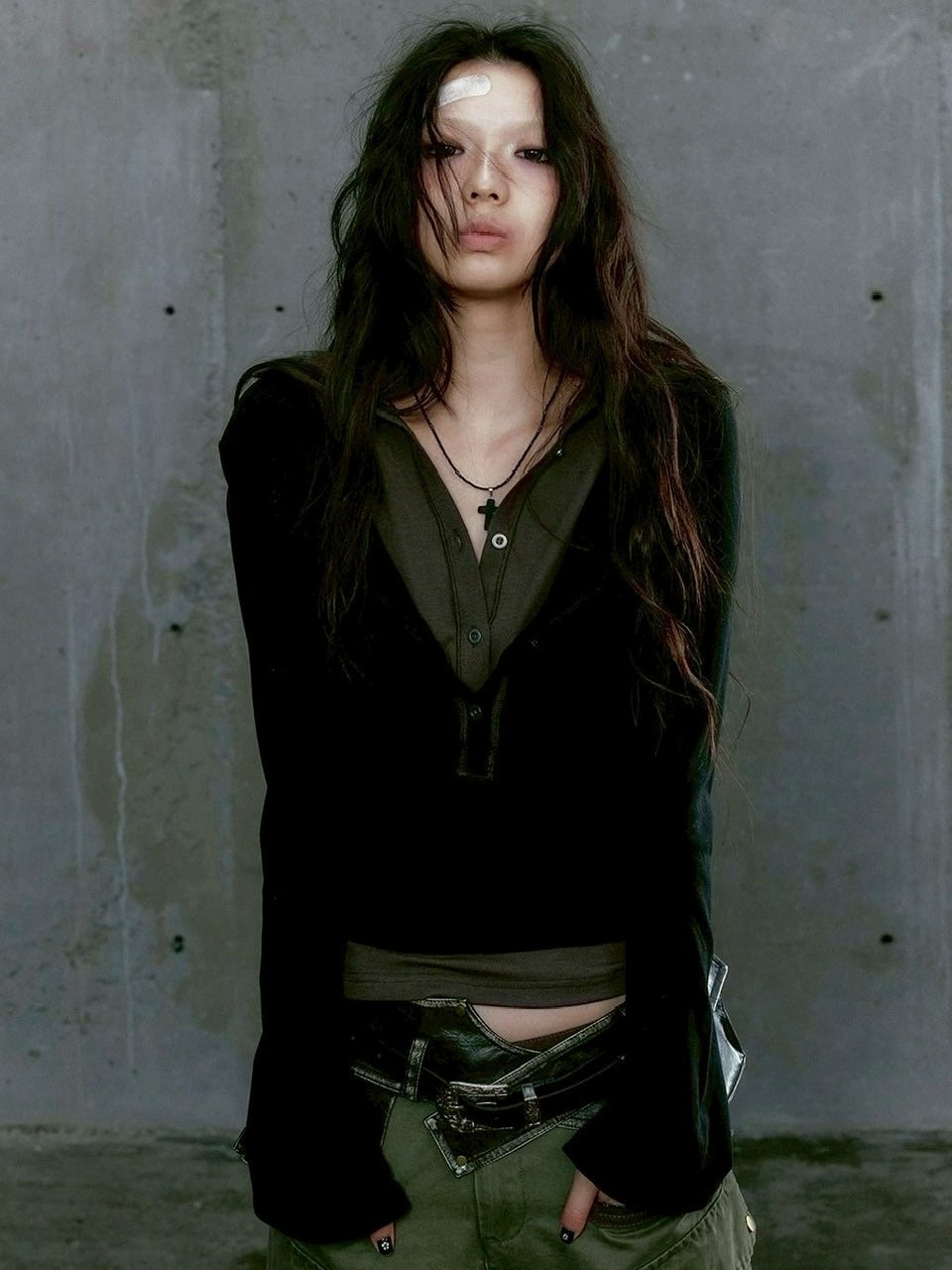 【Cest Nous】Two-in-One Hoodie / 【セヌー】レイヤードフード付き長袖トップス