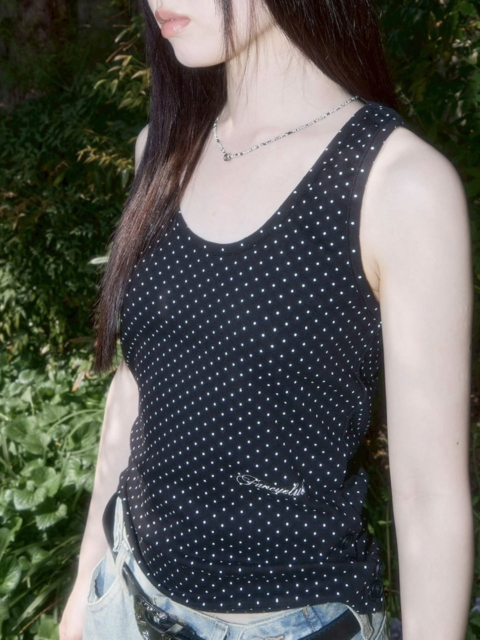 【FANCY CLUB】 Dot Button Sleeveless / 【ファンシークラブ】ドットボタンタンクトップ