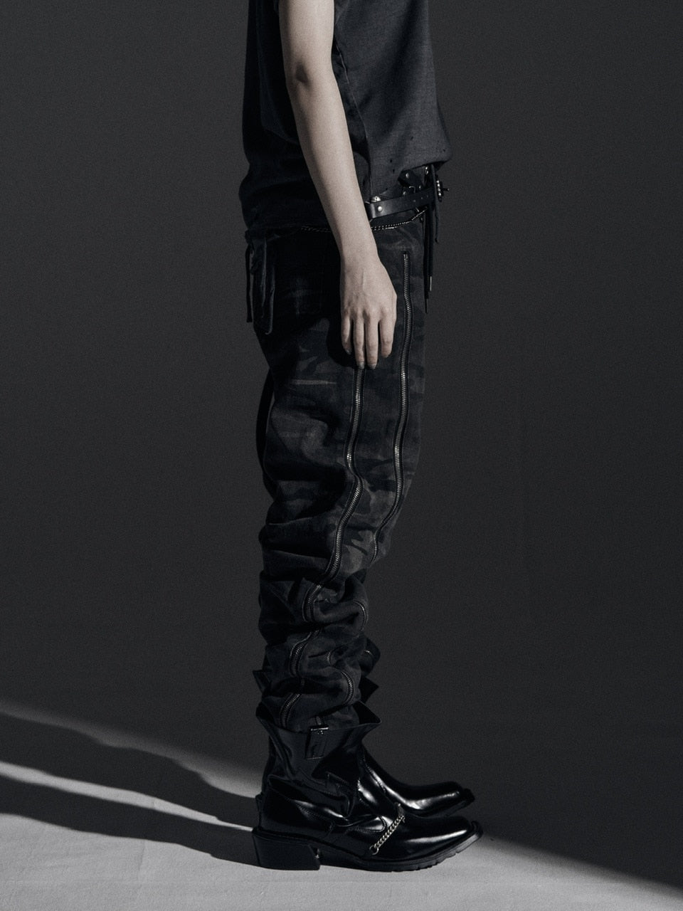 【Rosen Kreuz】ZIP WIDE BAGGY PANTS