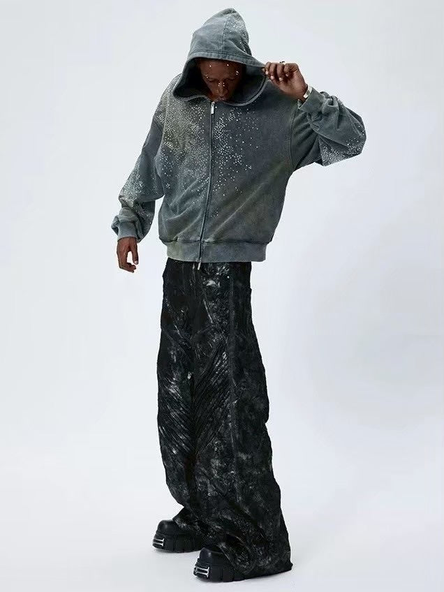 【DND4DES】COATED FAUX LEATHER BIKER BAGGY PANTS