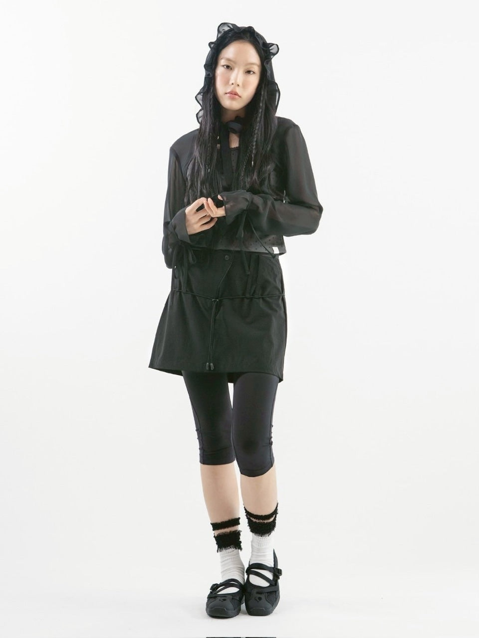 【TUOMIO】CHIFFON HOODED BOLERO / 【トゥオミオ】シフォンフードボレロ