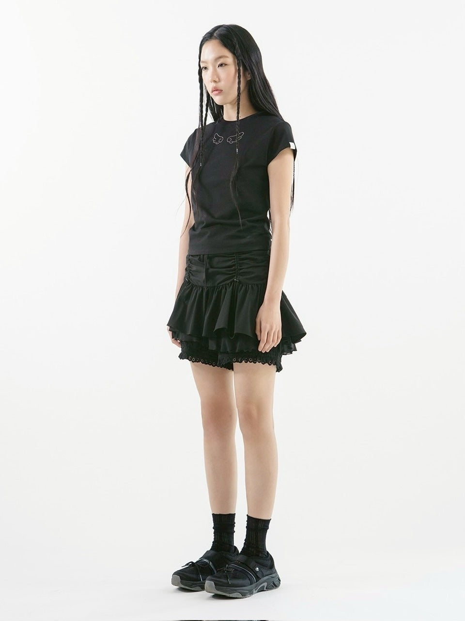 【TUOMIO】ANGEL STUD BABY T-SHIRT / 【トゥオミオ】エンジェルスタッズベイビー半袖Tシャツ