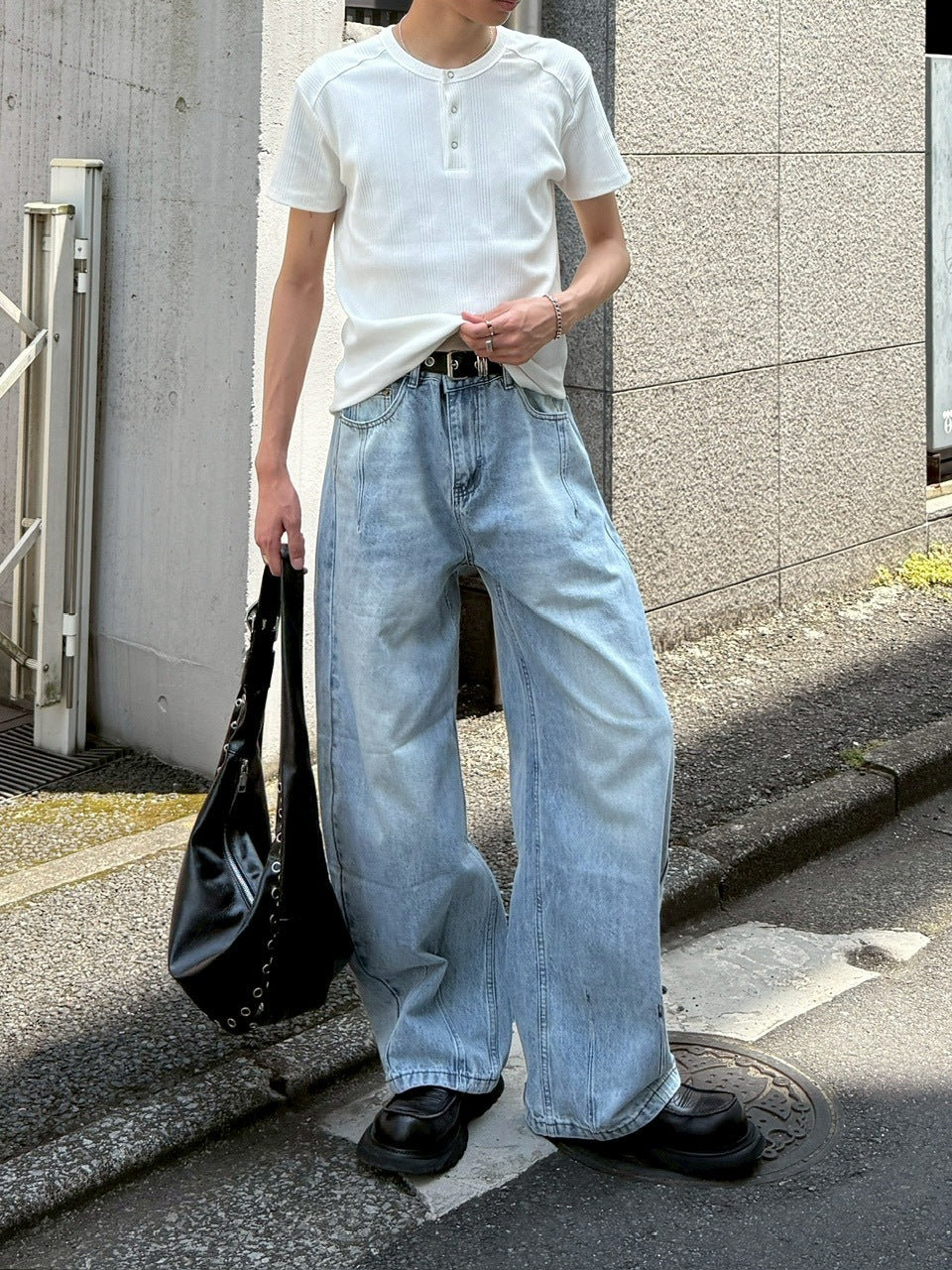 東京店WEB限定受注制【Chikashitsu +】barrel leg jeans