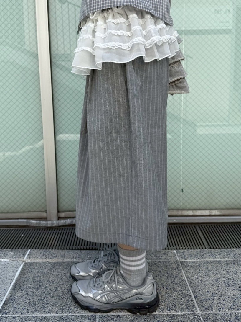 【nmtc +】stripe slacks shorts / 【エヌエムティーシープラス】ストライプスラックスハーフパンツ (2color)