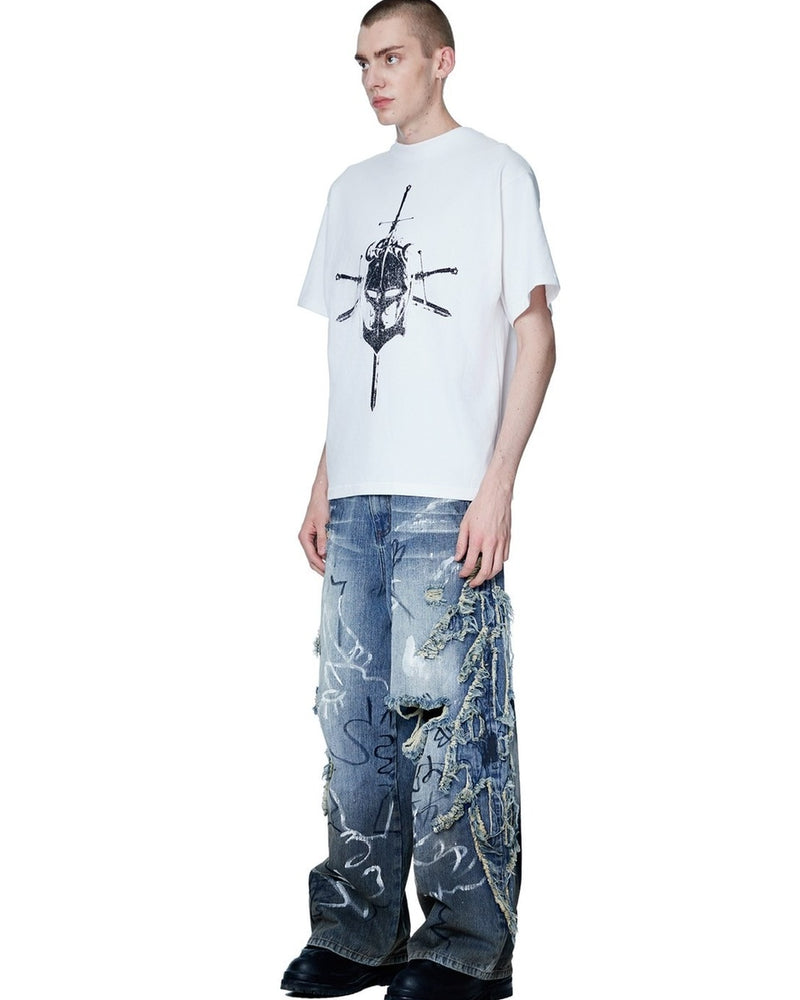 【The Boy Has No Patience】LUMINOUS DAWN KNIGHT & SWORD TEE / 【ザボーイハズノーペーシェンス】ナイト＆ソードグラフィックデザイン半袖Tシャツ