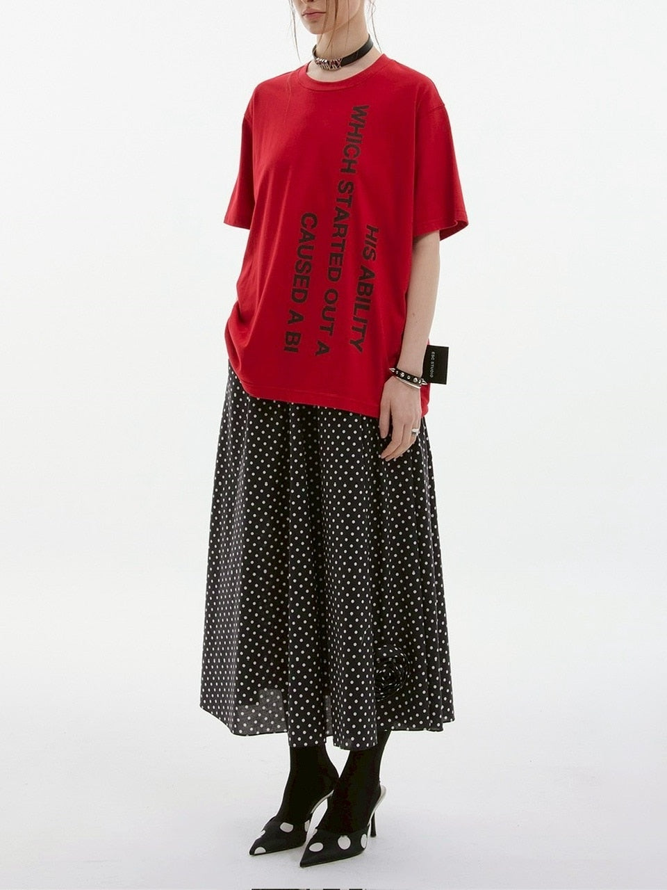 【ESC STUDIO】mega label t-shirt/ 【イーエスシーステュディオ】メガラベルロゴ半袖Tシャツ