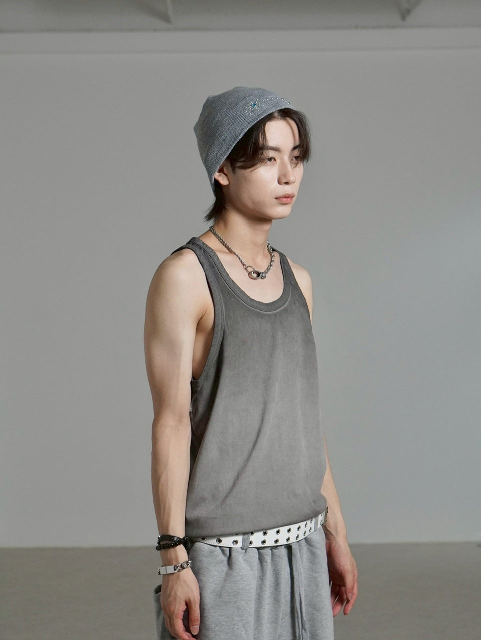 受注制【Chikashitsu +】dirty wash sleeveless / 【チカシツプラス】ダーティウォッシュタンクトップ (2color)