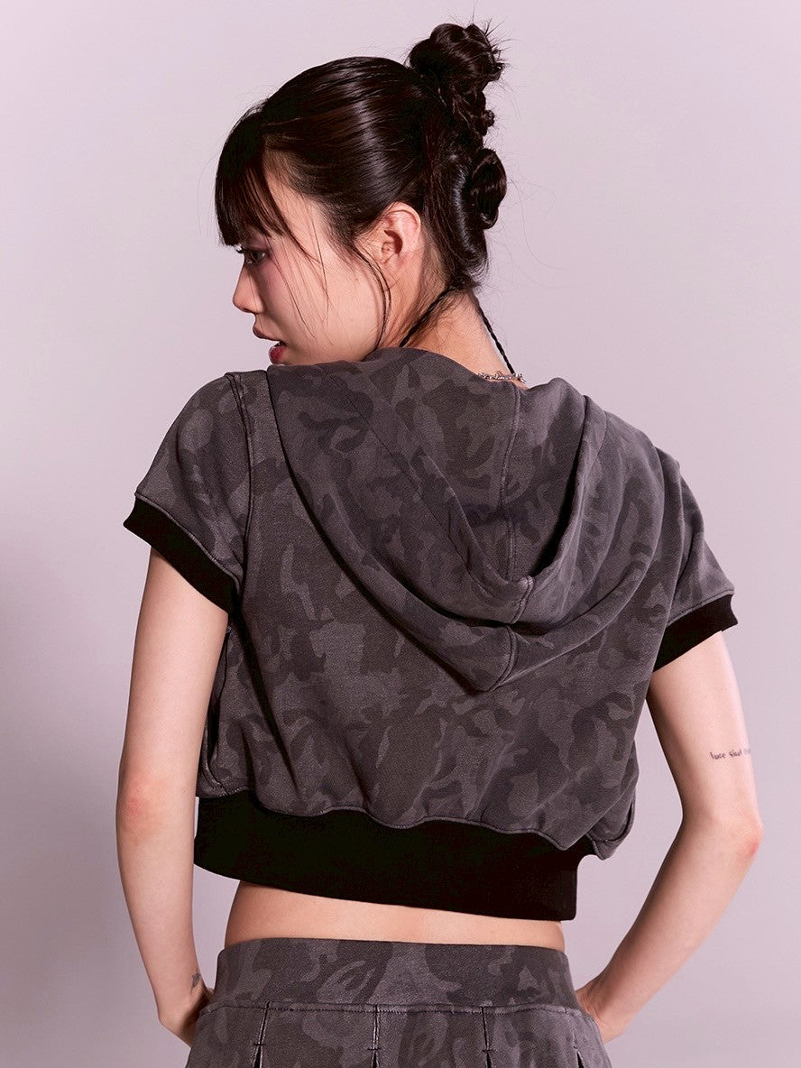 【CHERRYQUIRI】CQ lace stud hood zip-up