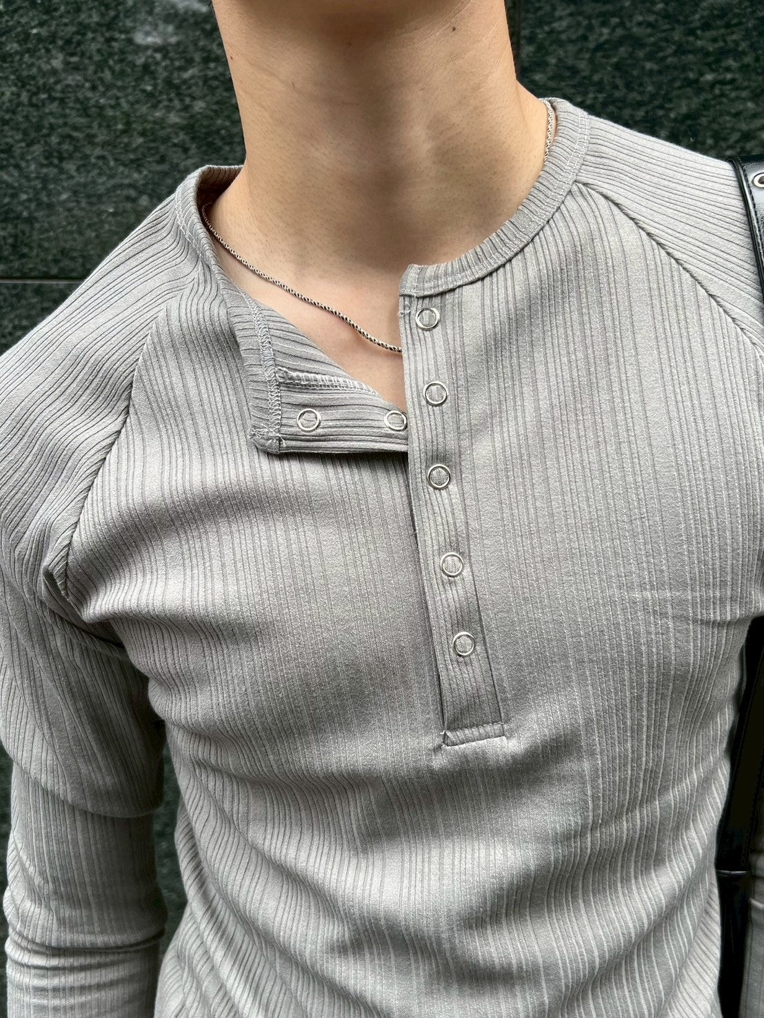 東京店WEB限定受注制【Chikashitsu +】snap rib henley neck tee / 【チカシツプラス】スナップリブヘンリーネックTシャツ (4color)