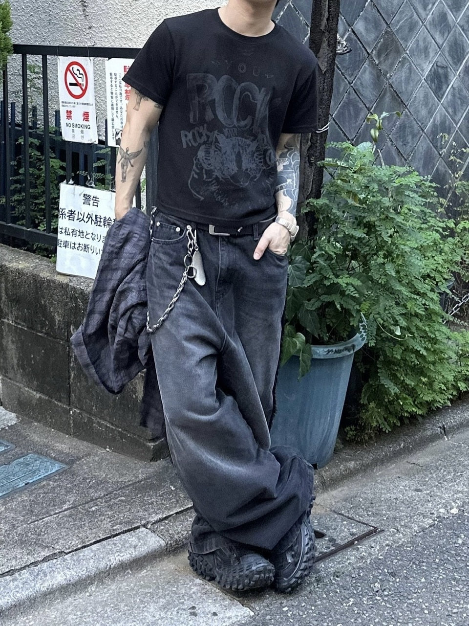 大阪店WEB限定受注制【Chikashitsu +】 fringe wide denim pants / 【チカシツプラス】フリンジワイドデニムパンツ