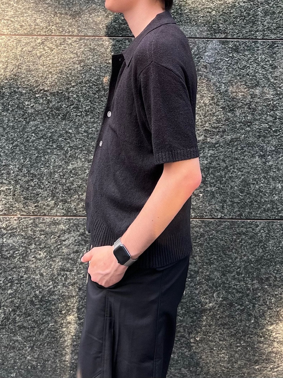 東京店WEB限定受注制【Chikashitsu +】boucle knit polo cardigan (2color) / 【チカシツプラス】ブークレニットポロカーディガン (2color)