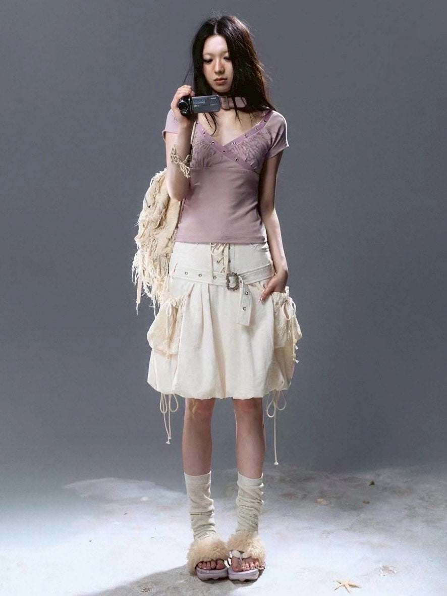 【Cest Nous】Petal Skirt / 【セヌー】ベルトポケットバルーンスカート